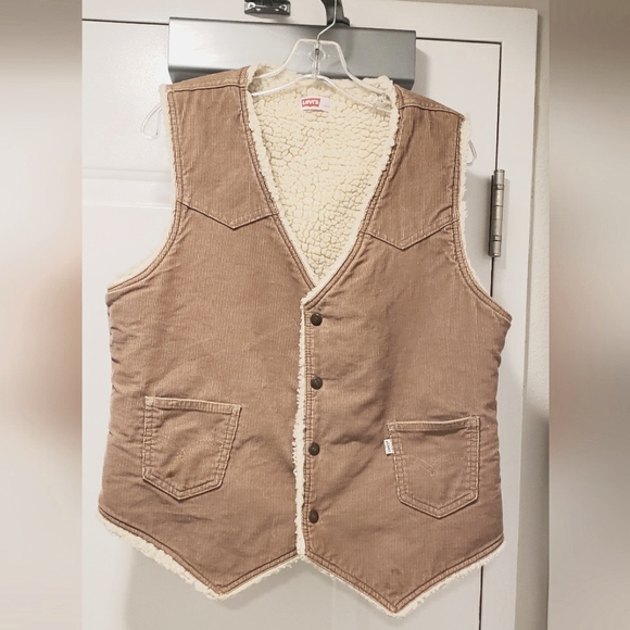 Vintage Levis Sherpa Vest Large 1990s Trucker - Picture 1 of 4